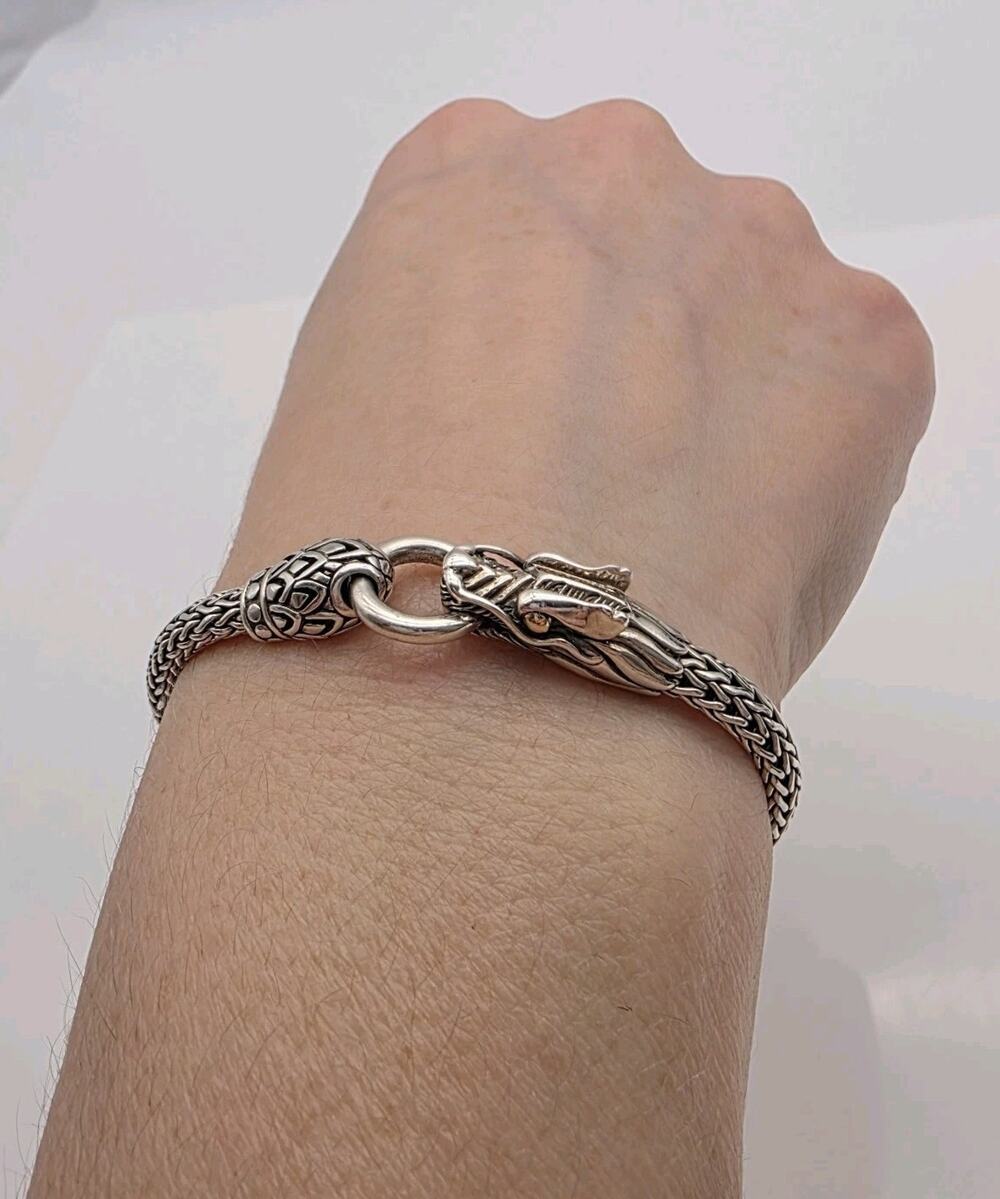 John Hardy Naga Bracelet Sterling Silver 925 Gold 18k Woven Link 5MM
